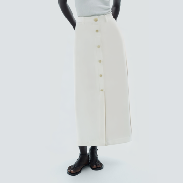 White front slit casual women's long skirt