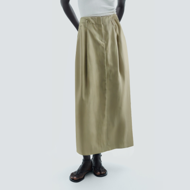 Khaki back slit casual women's long skirt