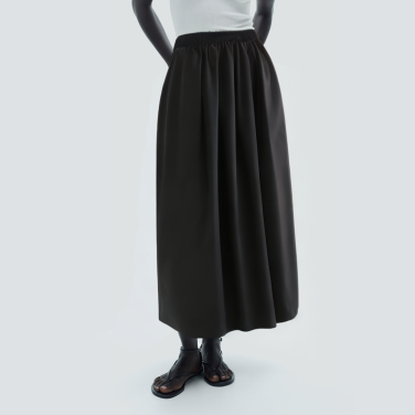 Black casual elastic waist women's long skirt