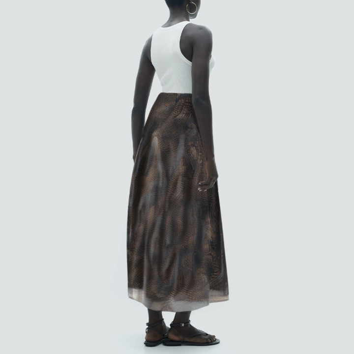Personalized print high waist fashion long skirt
