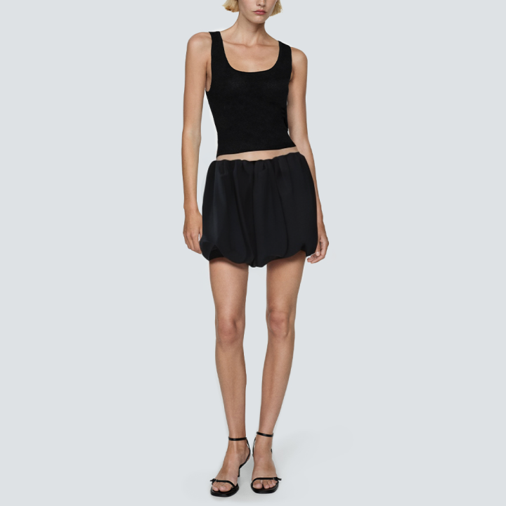 Fashion elastic waist fluffy ladies short skirt