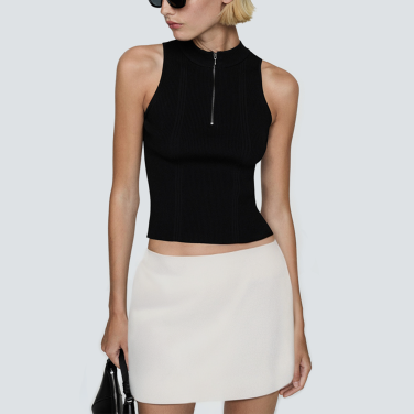 White knitted casual women's short skirt
