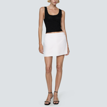 White knitted casual women's short skirt