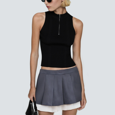 Gray patchwork design women's short skirt
