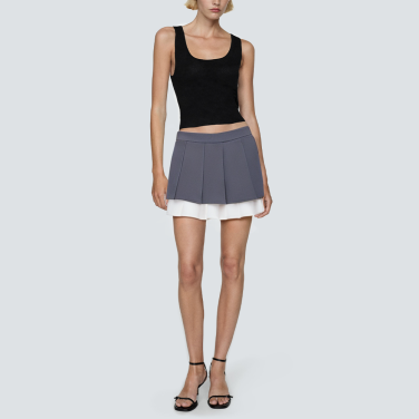 Gray patchwork design women's short skirt