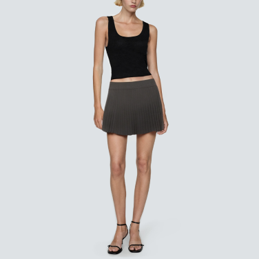 Brown casual corduroy short skirt for women