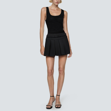Casual pleated waistband women's short skirt