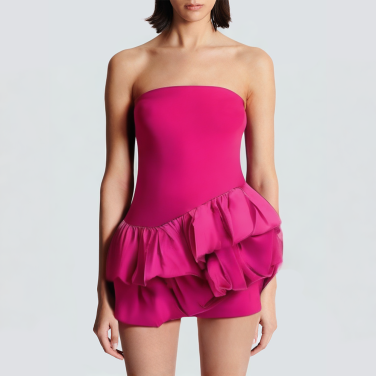 Fashionable asymmetrical off-the-shoulder short dress