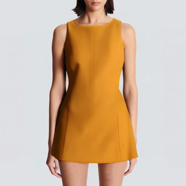 Orange round neck sleeveless casual short dress