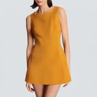 Orange round neck sleeveless casual short dress