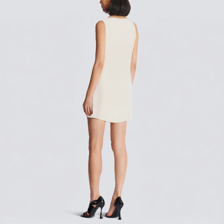 Bow front tie round neck sleeveless short dress