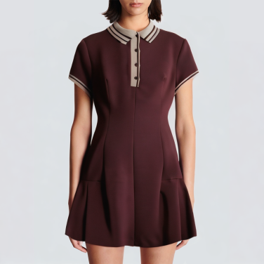Lapel button down short sleeve casual dress