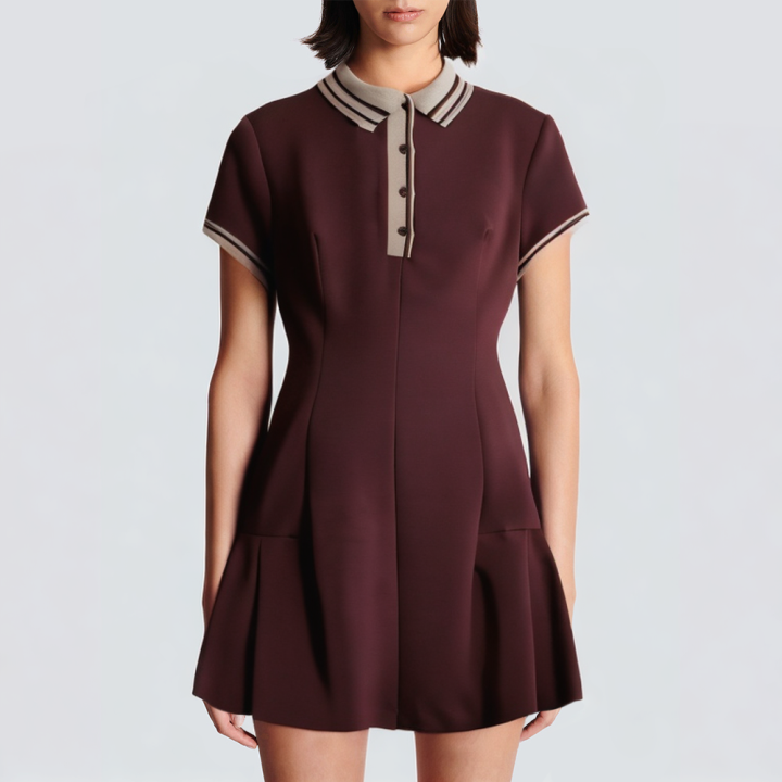 Lapel button down short sleeve casual dress