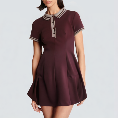 Lapel button down short sleeve casual dress