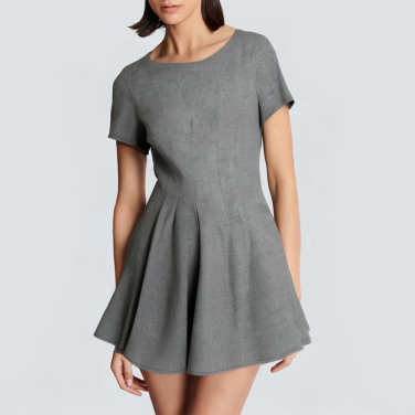 Casual gray round neck short sleeve short dress