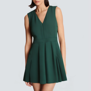 V-neck green sleeveless short dress