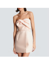 Strapless solid color front tie short dress