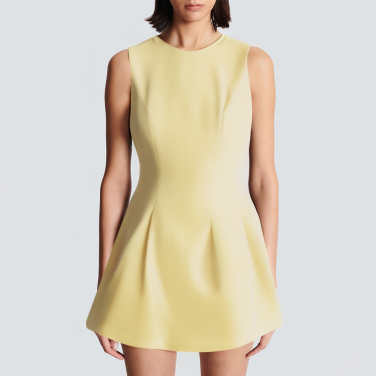 Round neck solid color sleeveless short dress