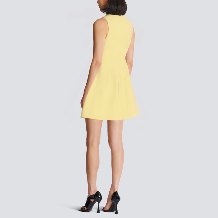 Round neck solid color sleeveless short dress