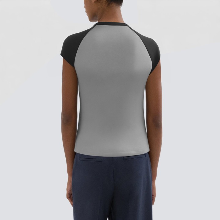 Contrast color stitching round neck short sleeve top T-shirt