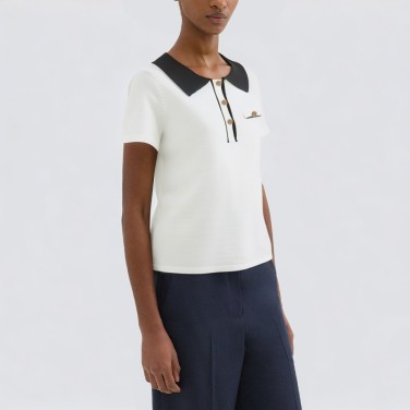 Solid color button casual fashion t-shirt