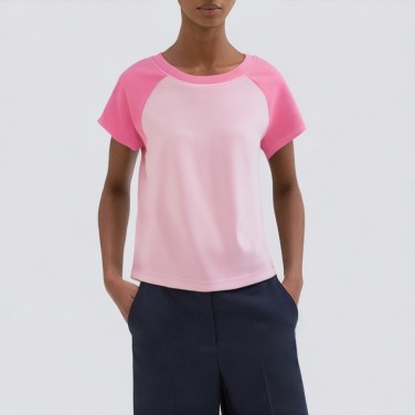 Round neck solid color casual T-shirt