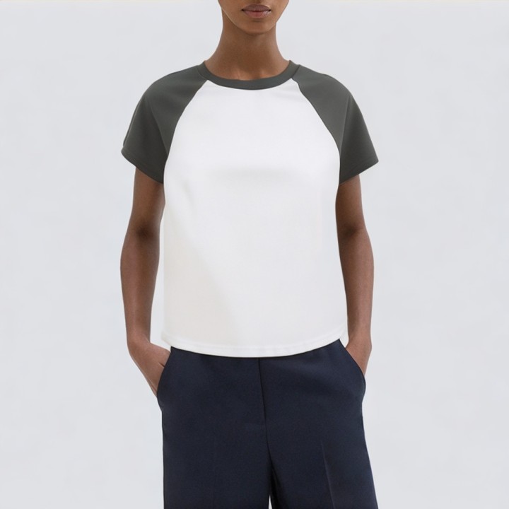 Splicing design round neck short sleeve