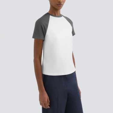 Splicing design round neck short sleeve