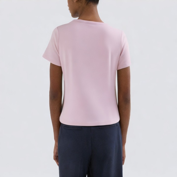 High-quality solid color square collar T-shirt