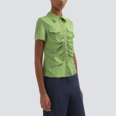Ladies lapel button-down casual T-shirt