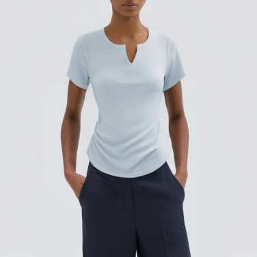 Round neck knitted casual women's T-shirt