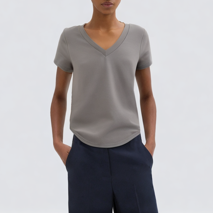 V-neck short-sleeved casual slim fit women's T-shirt