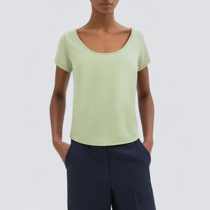 Green round neck slim fit ladies T-shirt