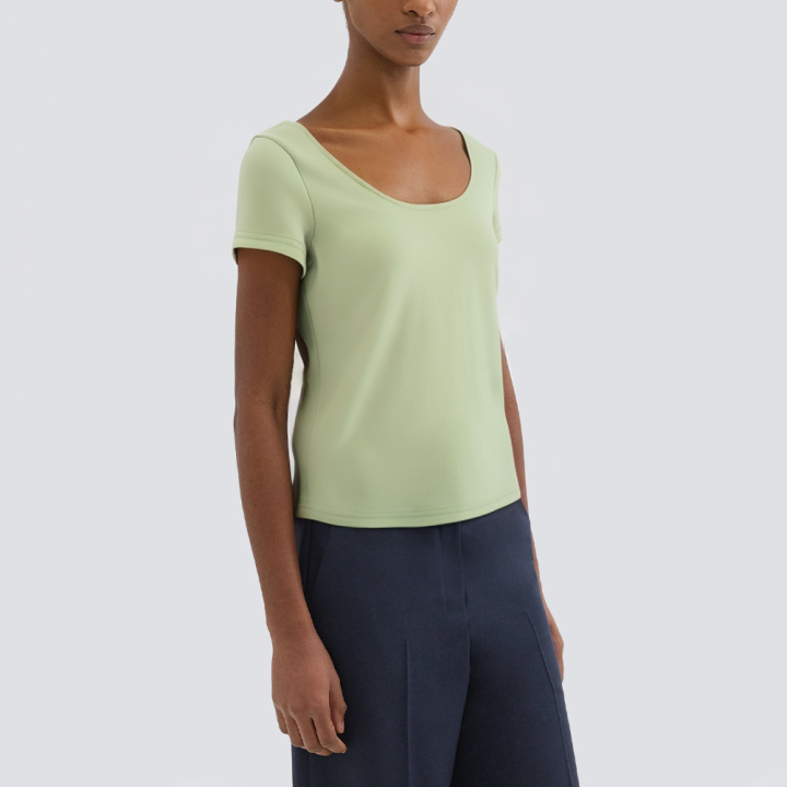 Green round neck slim fit ladies T-shirt