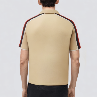 Men's short-sleeved polo shirt with shoulder stripes