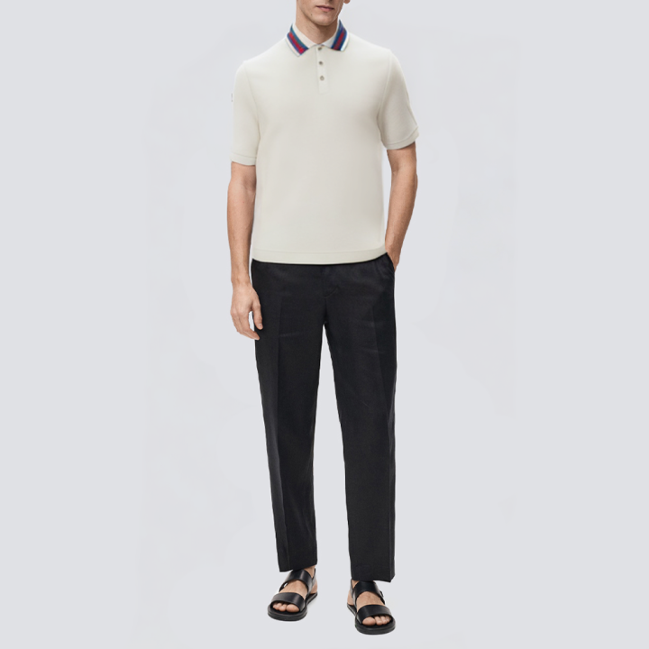 White loose short-sleeved men's polo shirt