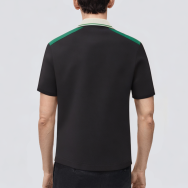 Black thick cotton jersey men's polo shirt