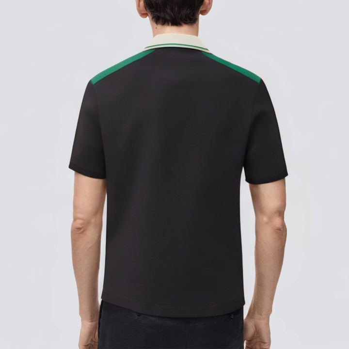 Black thick cotton jersey men's polo shirt