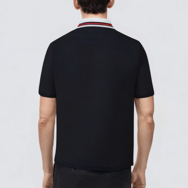 Black loose breathable men's polo shirt