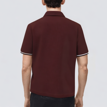 Red front patch pocket short sleeve men's polo shirt