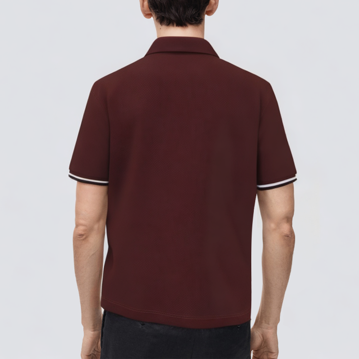Red front patch pocket short sleeve men's polo shirt
