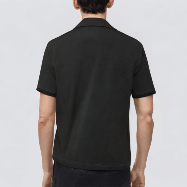 Ribbed knitted slim fit short sleeve men's polo shirt