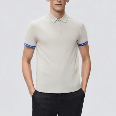White breathable short-sleeved men's polo shirt