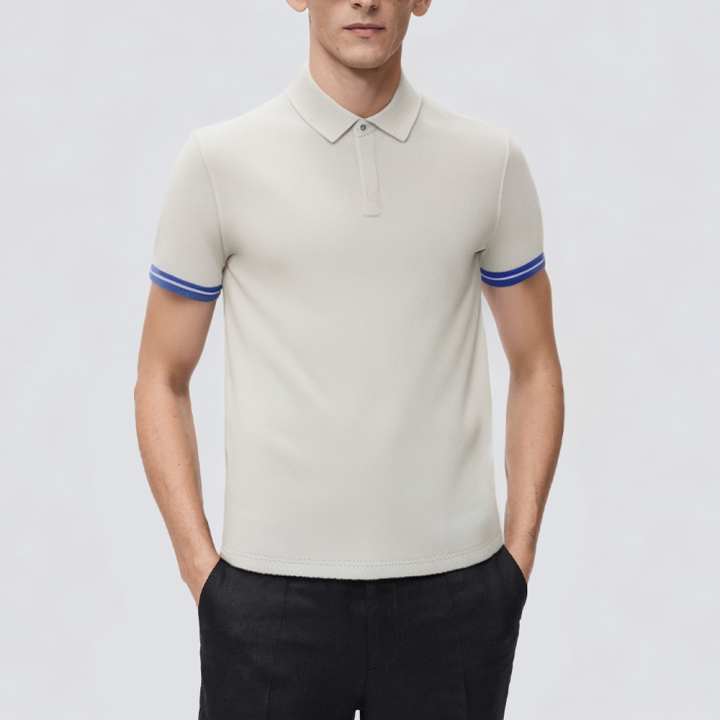 White breathable short-sleeved men's polo shirt