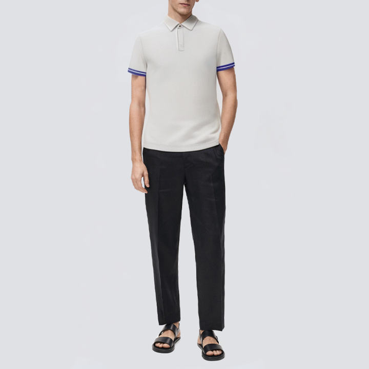 White breathable short-sleeved men's polo shirt