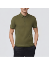 Ribbed knitted breathable short-sleeved men's polo shirt