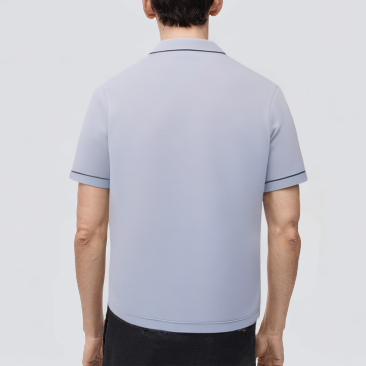 Men's short-sleeved polo shirt with contrast piping