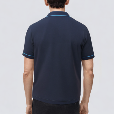 Contrast color piping slim fit men's polo shirt