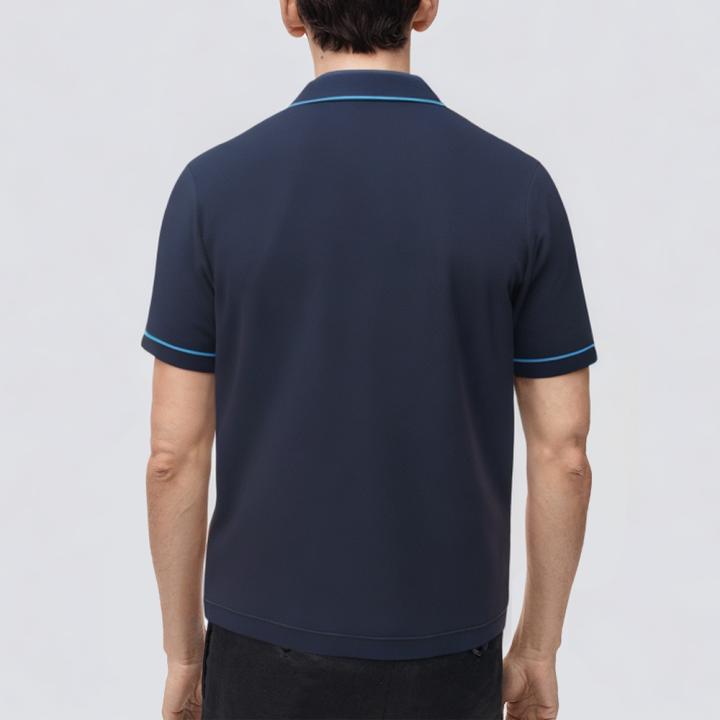 Contrast color piping slim fit men's polo shirt