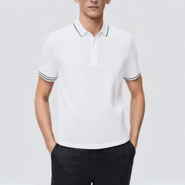 Men's embroidered striped short-sleeved polo shirt